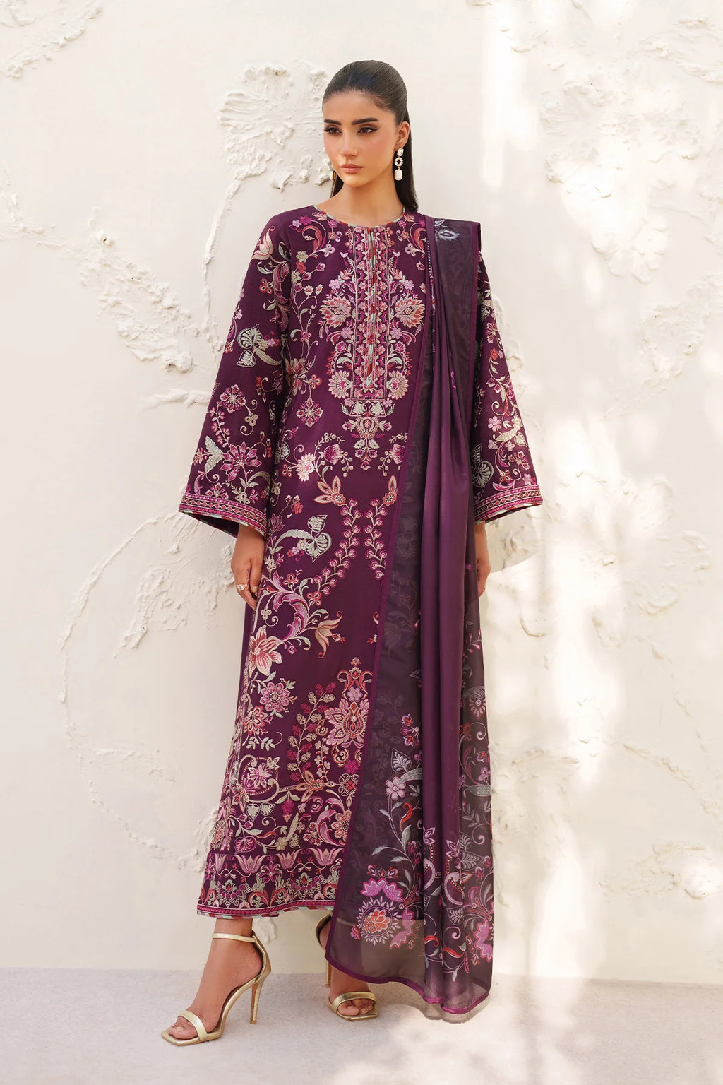 Baroque - EMBROIDERED RAW SILK UF-4382 - Mirha Collections