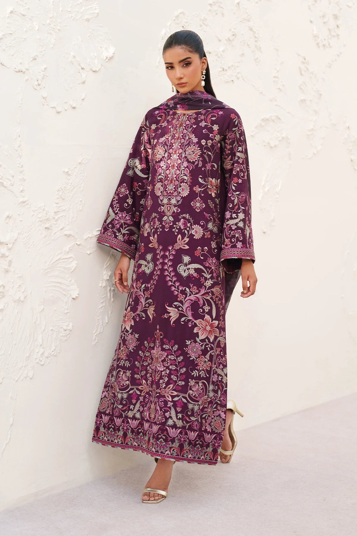 Baroque - EMBROIDERED RAW SILK UF-4382 - Mirha Collections