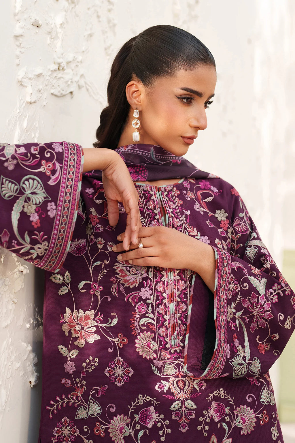 Baroque - EMBROIDERED RAW SILK UF-4382 - Mirha Collections