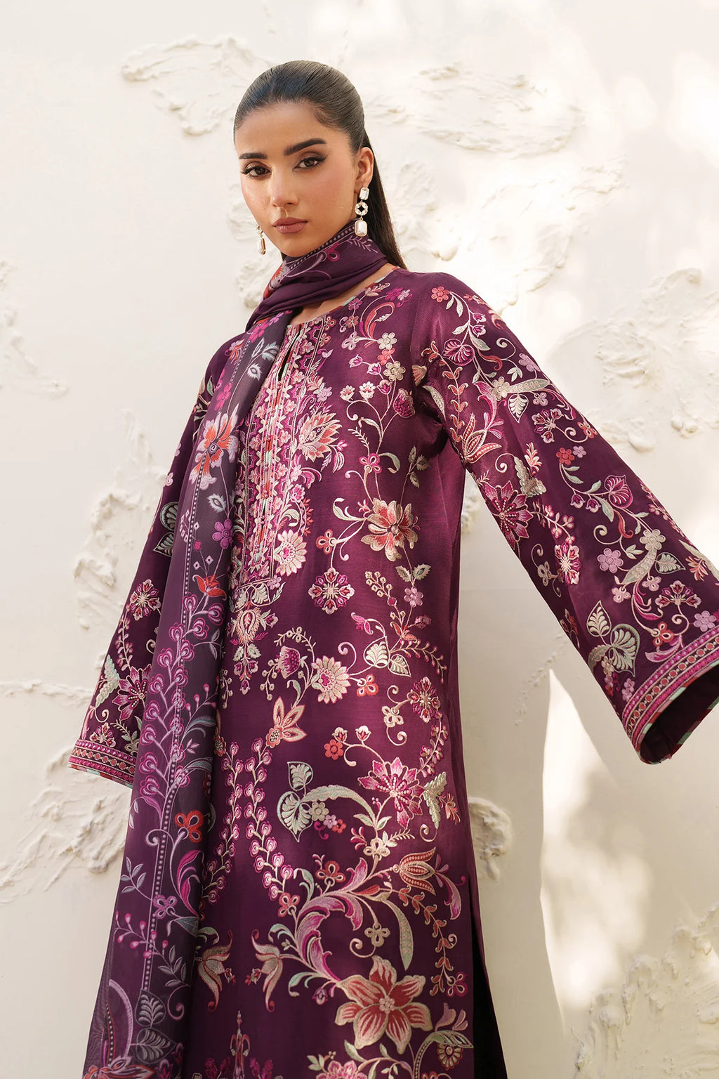 Baroque - EMBROIDERED RAW SILK UF-4382 - Mirha Collections