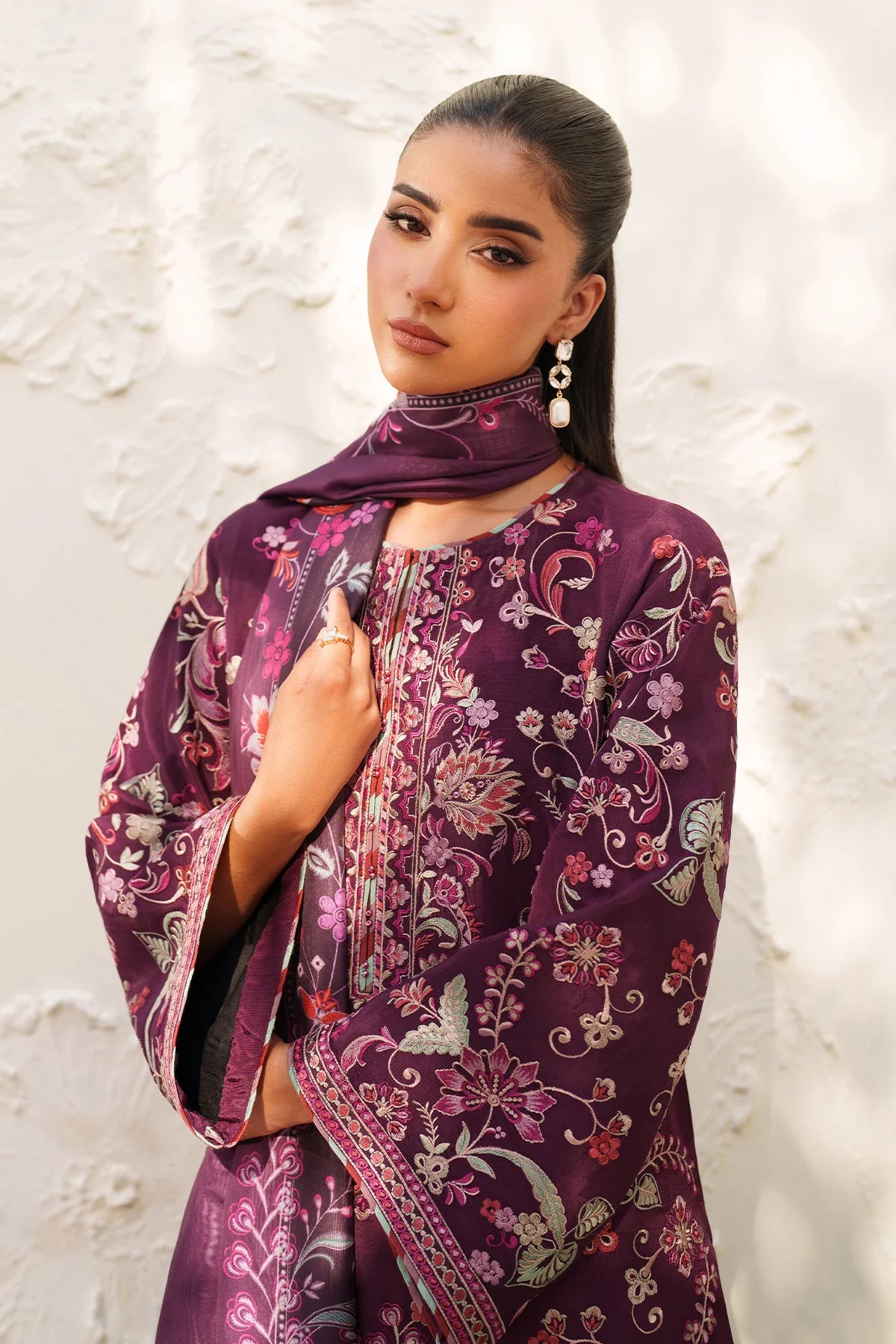 Baroque - EMBROIDERED RAW SILK UF-4382 - Mirha Collections