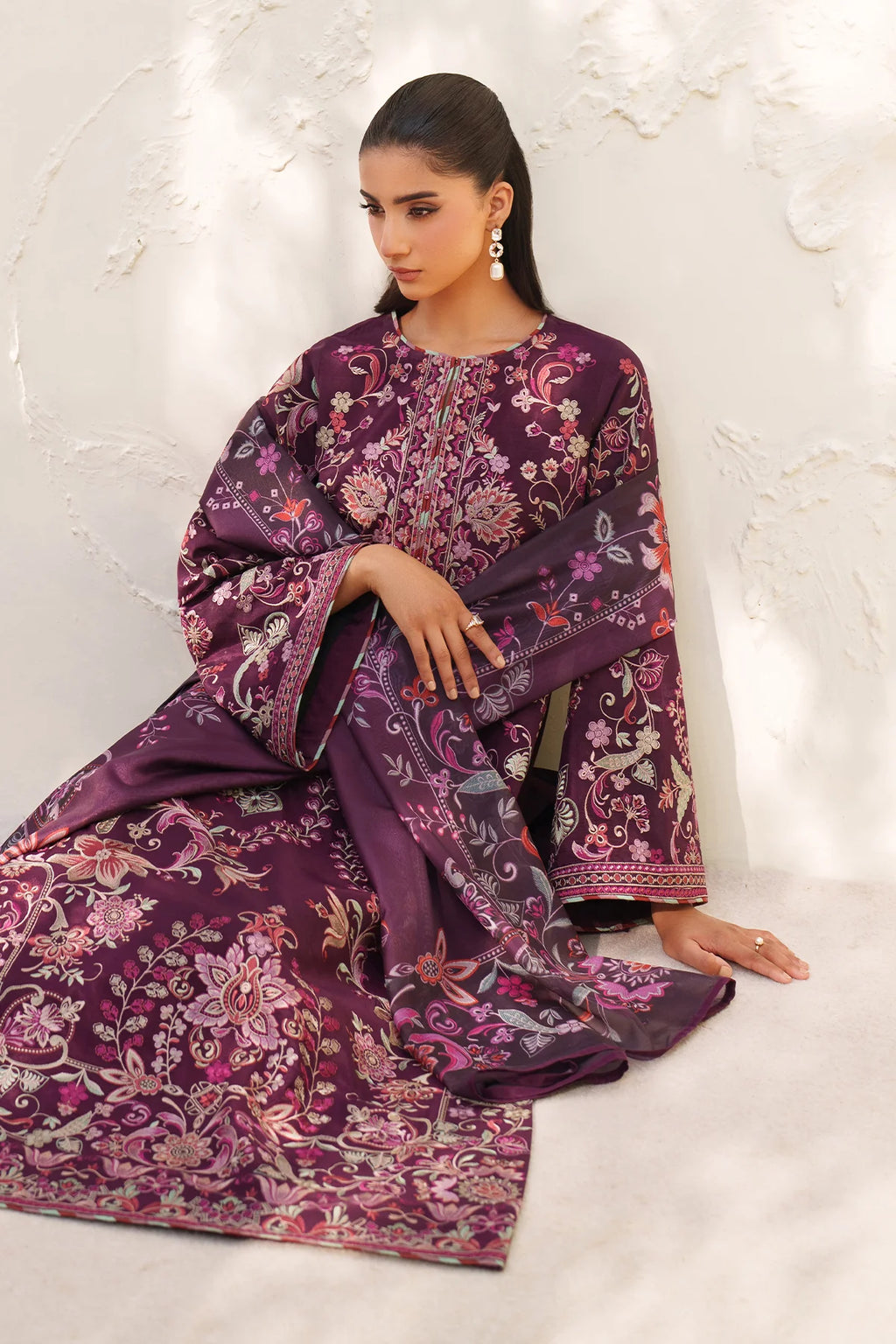 Baroque - EMBROIDERED RAW SILK UF-4382 - Mirha Collections