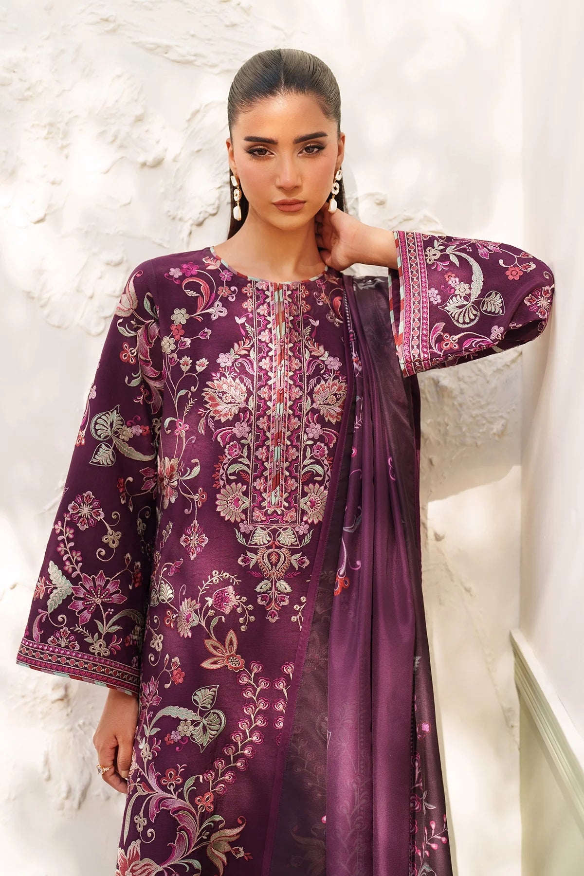 Baroque - EMBROIDERED RAW SILK UF-4382 - Mirha Collections