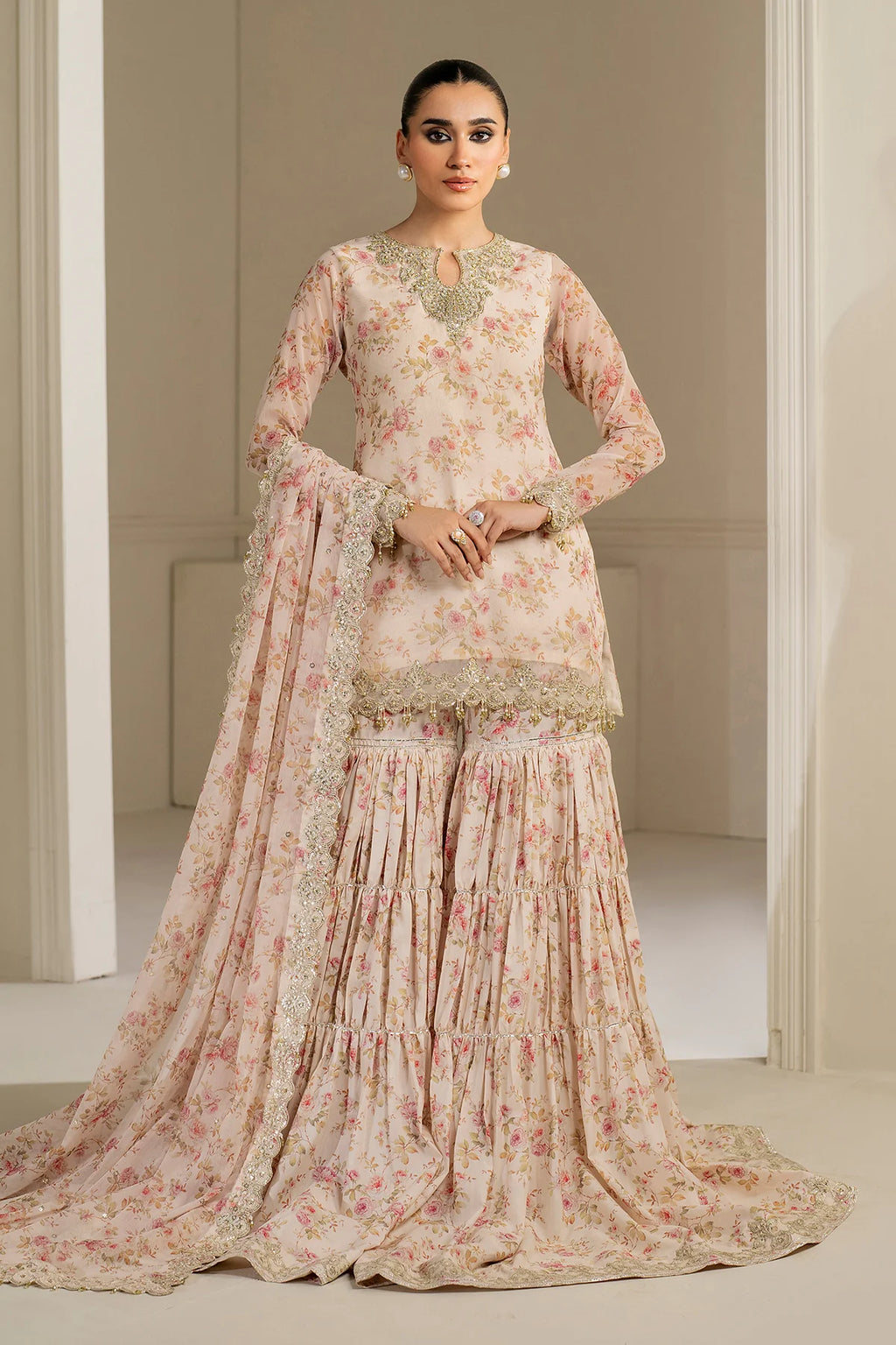 Baroque - EMBROIDERED CHIFFON UF-4164 - Mirha Collections