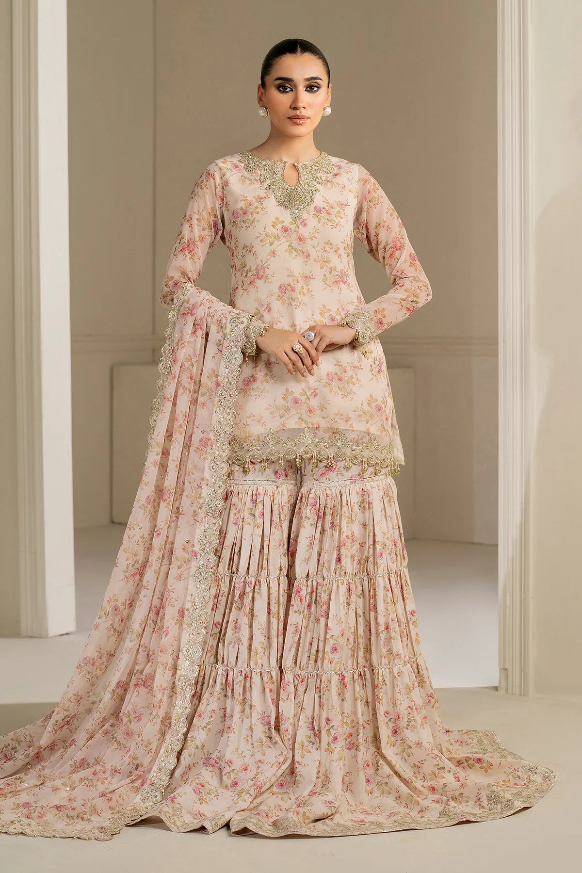 Baroque - EMBROIDERED CHIFFON UF-4164 - Mirha Collections