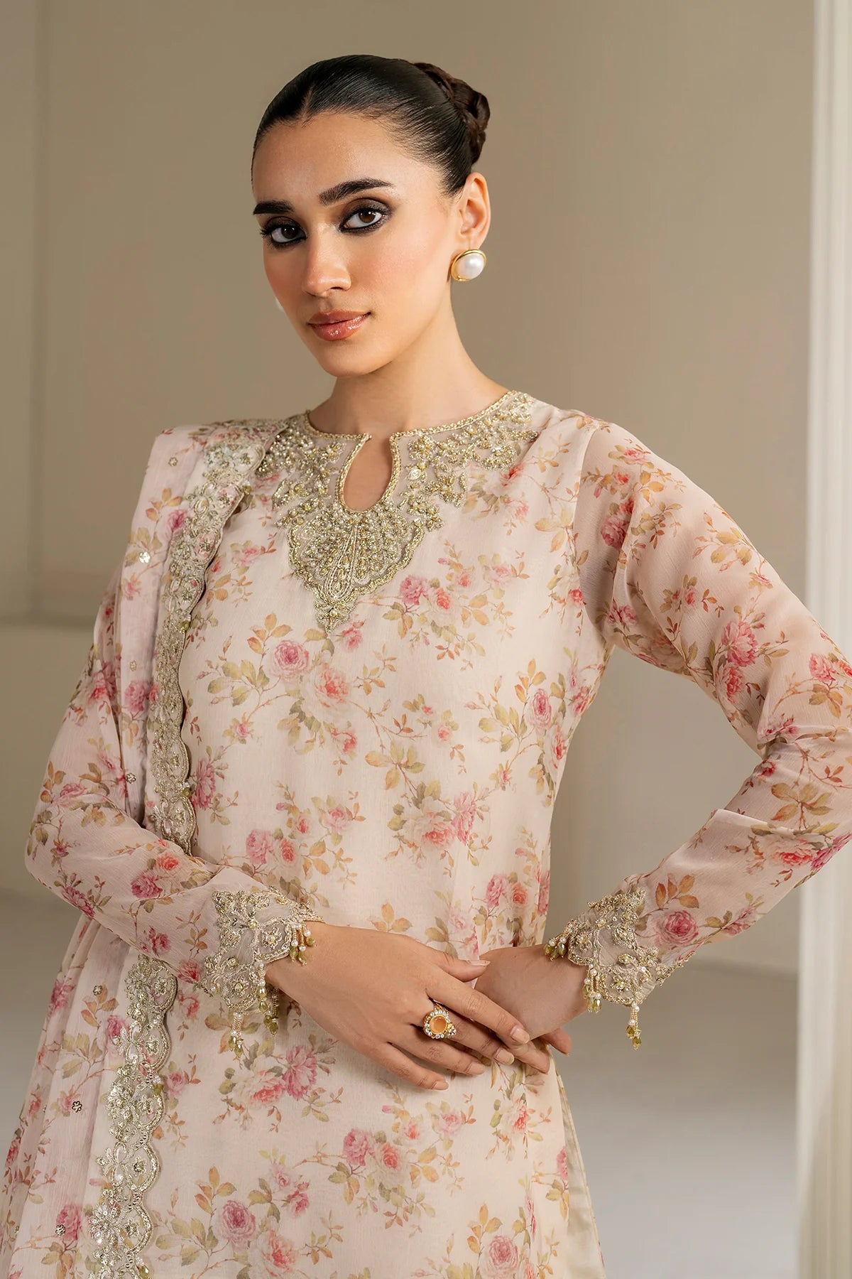Baroque - EMBROIDERED CHIFFON UF-4164 - Mirha Collections