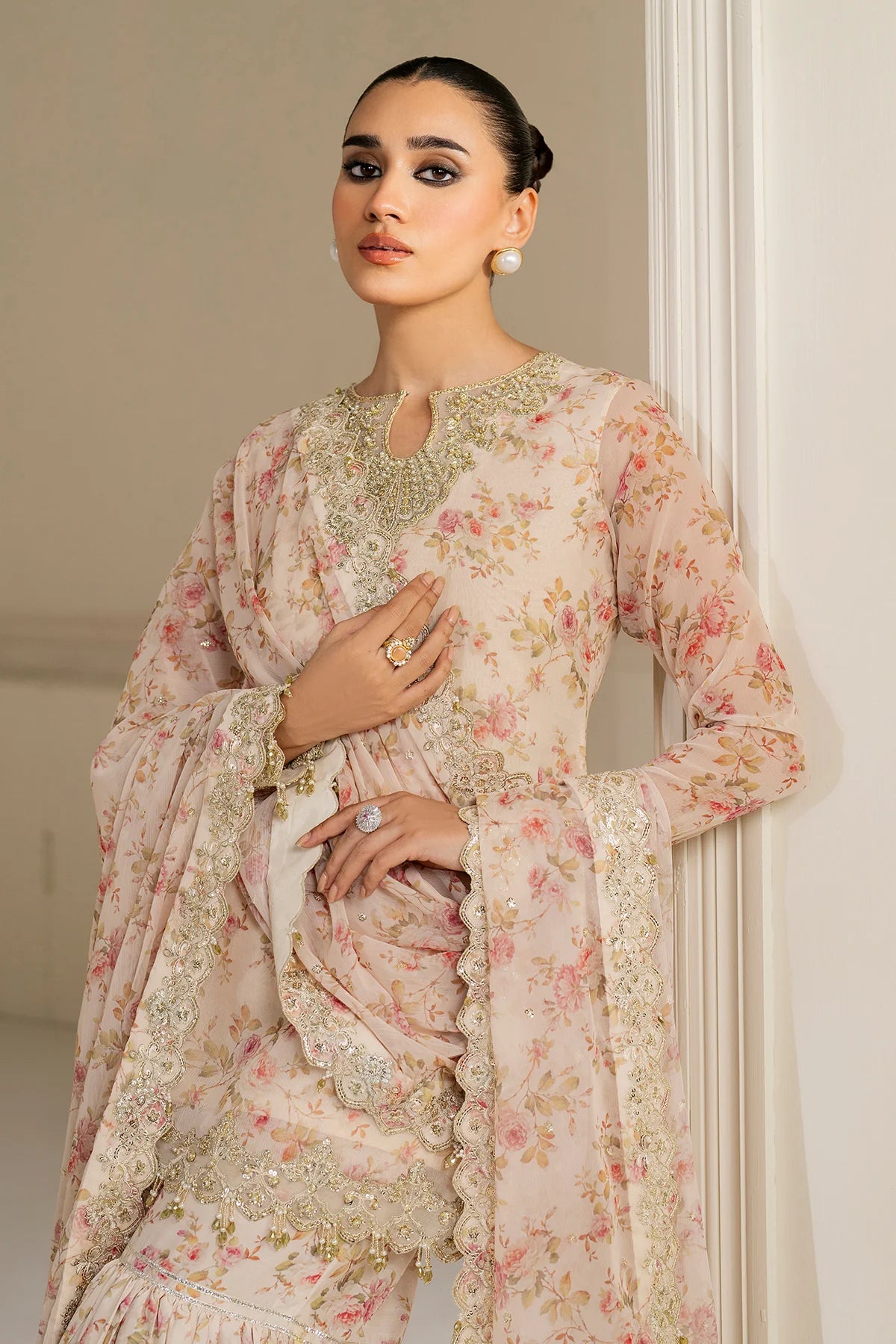 Baroque - EMBROIDERED CHIFFON UF-4164 - Mirha Collections