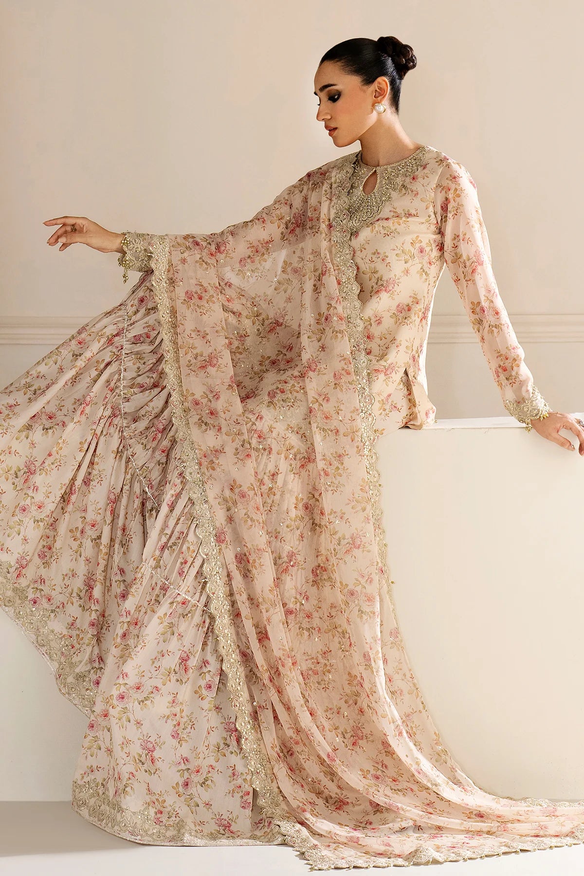 Baroque - EMBROIDERED CHIFFON UF-4164 - Mirha Collections