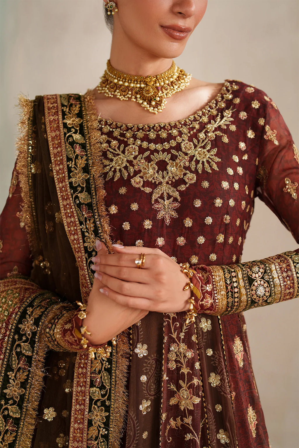 Baroque - EMBROIDERED CHIFFON UF-4376 - Mirha Collections