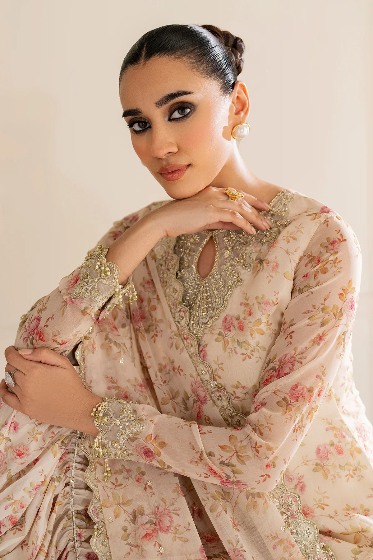 Baroque - EMBROIDERED CHIFFON UF-4164 - Mirha Collections