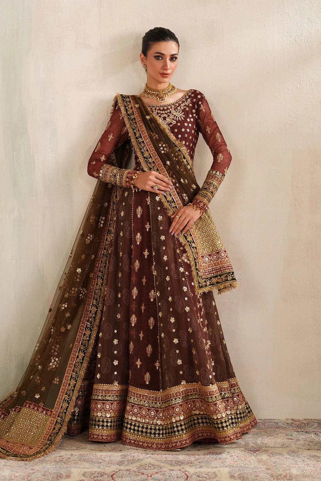 Baroque - EMBROIDERED CHIFFON UF-4376 - Mirha Collections