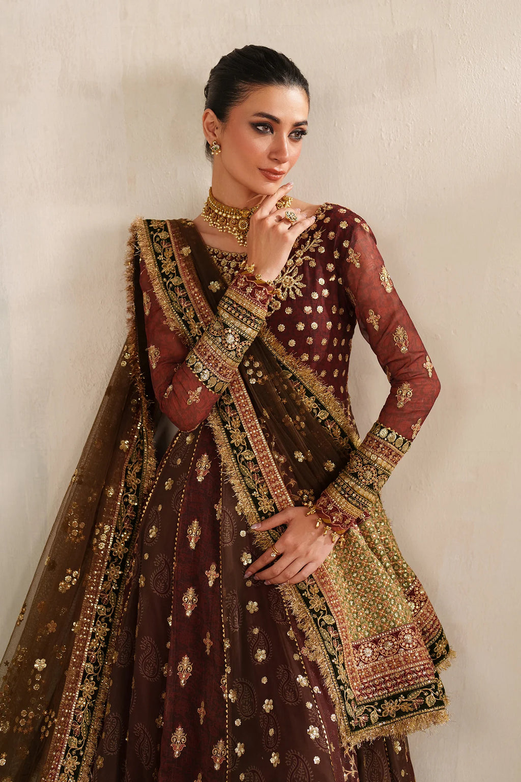 Baroque - EMBROIDERED CHIFFON UF-4376 - Mirha Collections