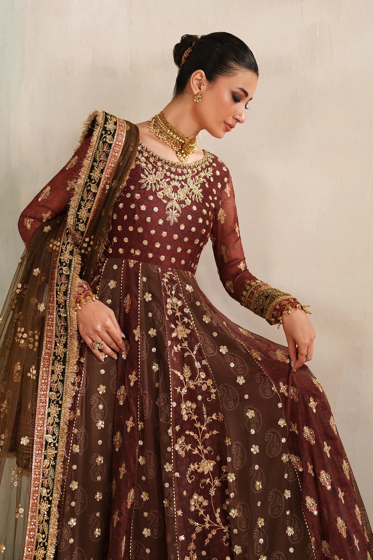 Baroque - EMBROIDERED CHIFFON UF-4376 - Mirha Collections