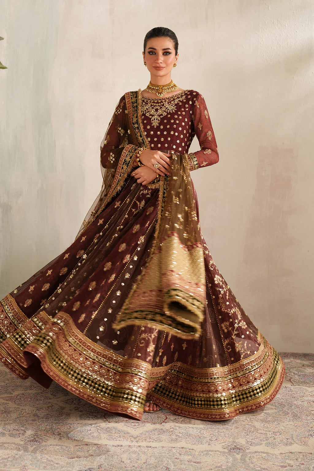 Baroque - EMBROIDERED CHIFFON UF-4376 - Mirha Collections