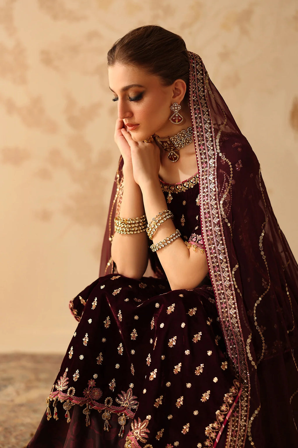 Baroque - EMBROIDERED VELVET UF-4313 - Mirha Collections
