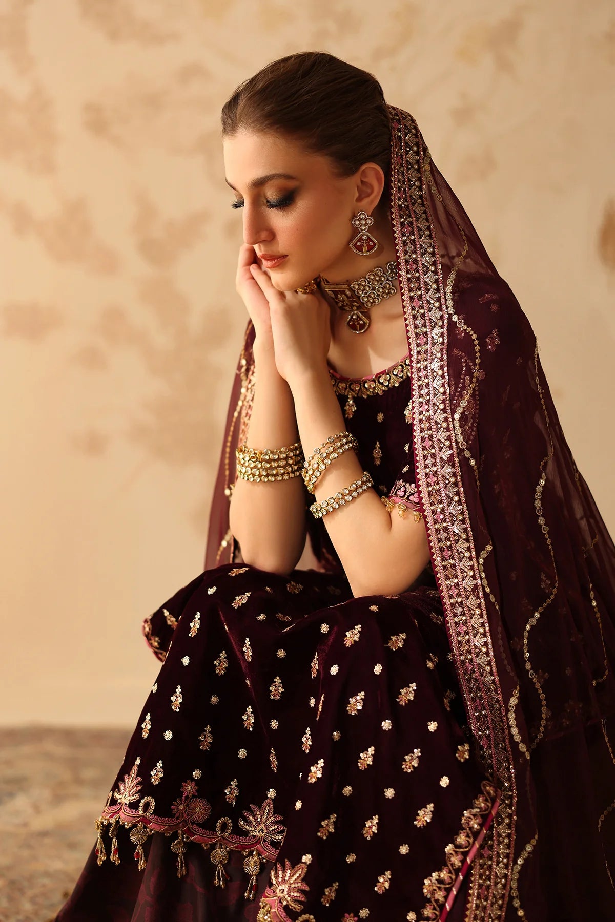 Baroque - EMBROIDERED VELVET UF-4313 - Mirha Collections