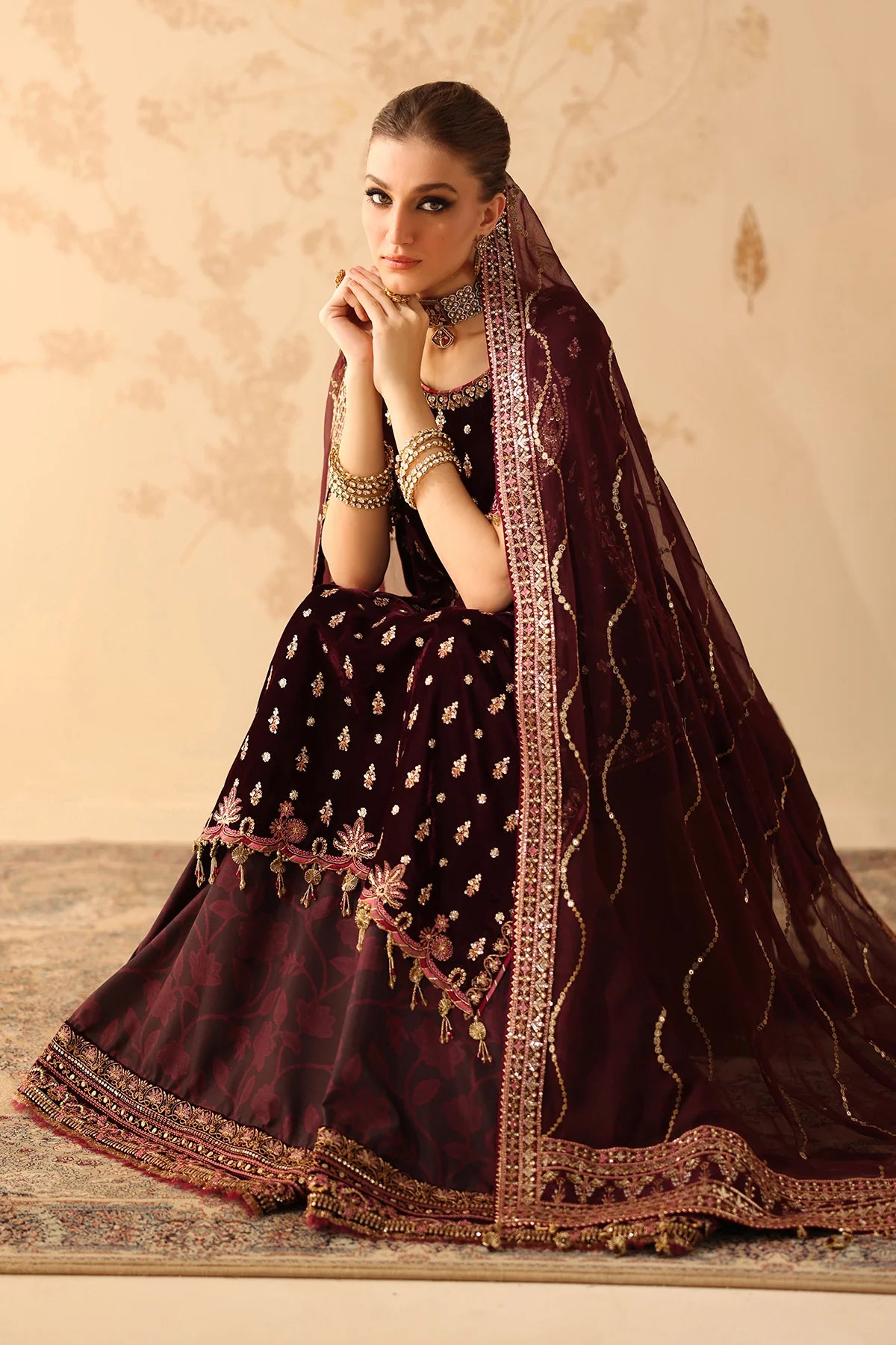 Baroque - EMBROIDERED VELVET UF-4313 - Mirha Collections