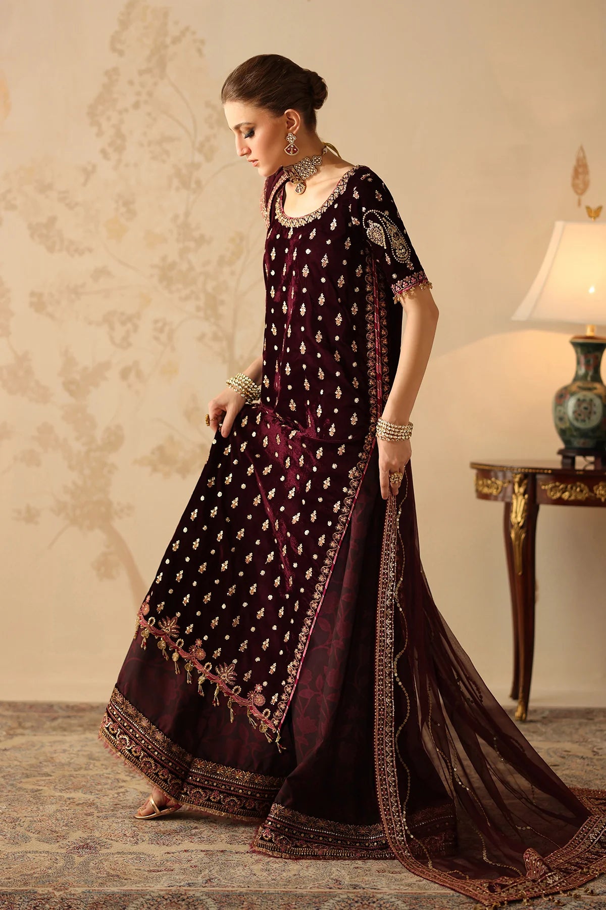 Baroque - EMBROIDERED VELVET UF-4313 - Mirha Collections