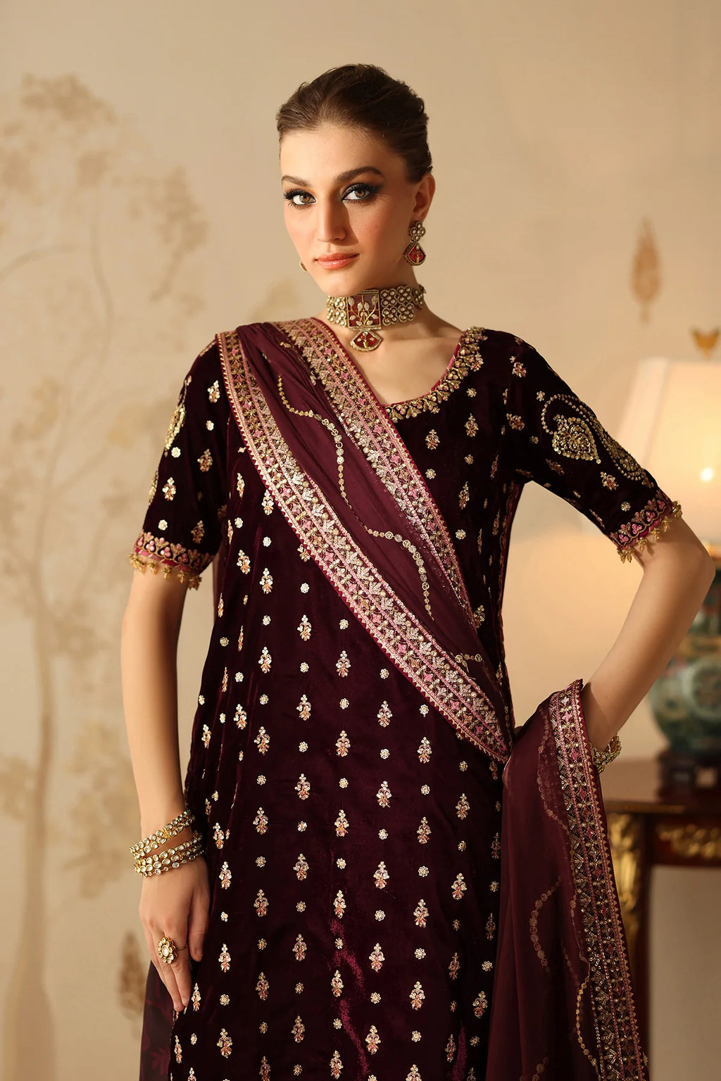 Baroque - EMBROIDERED VELVET UF-4313 - Mirha Collections
