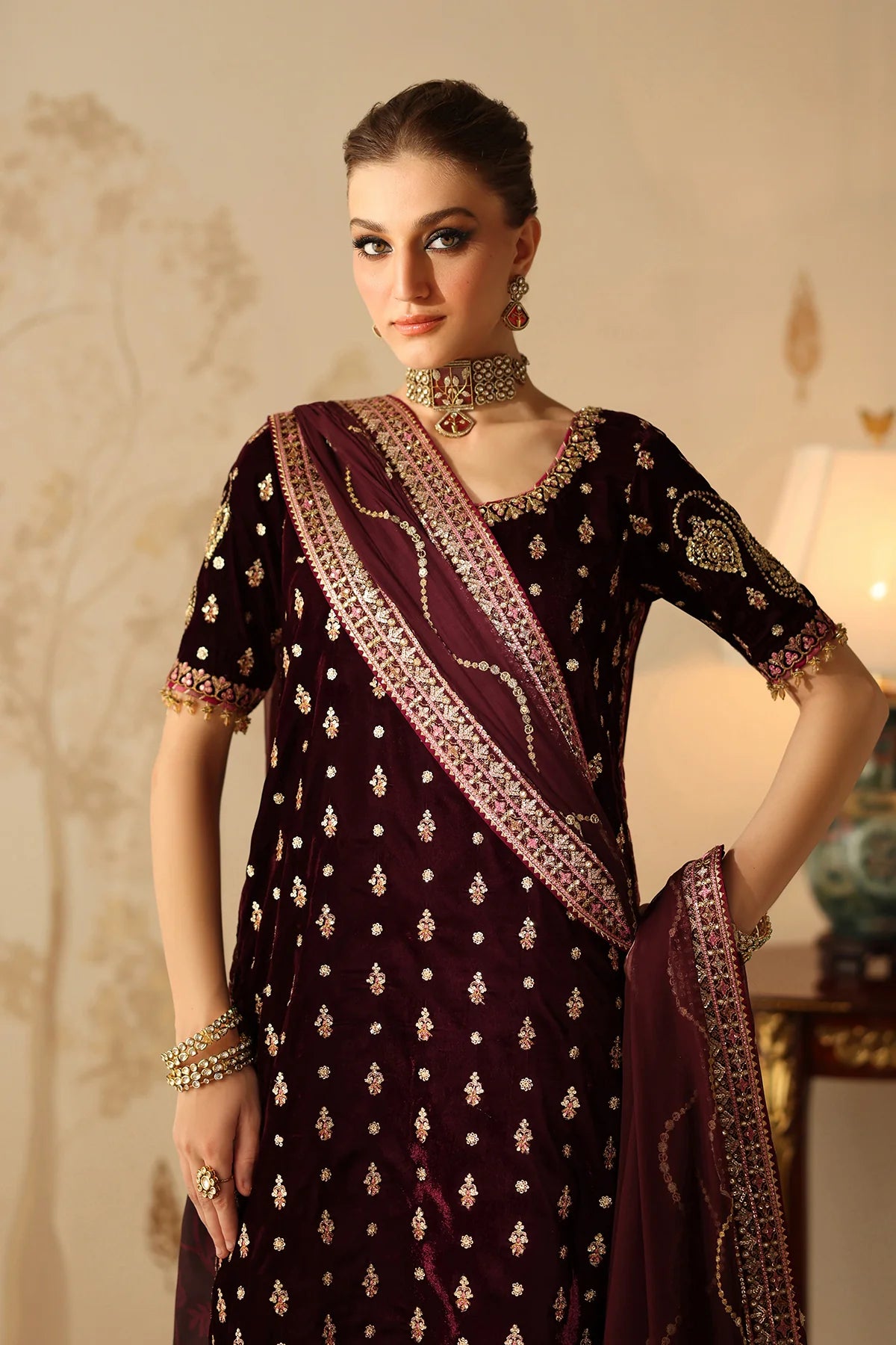 Baroque - EMBROIDERED VELVET UF-4313 - Mirha Collections