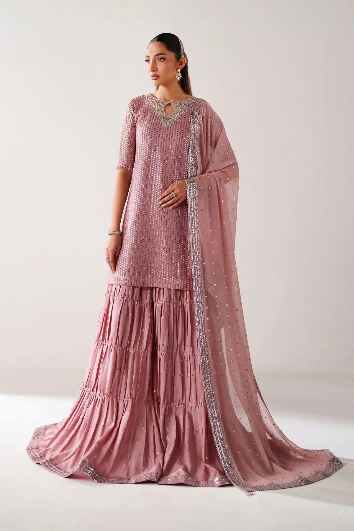 Baroque - EMBROIDERED CHIFFON UF-4388 - Mirha Collections
