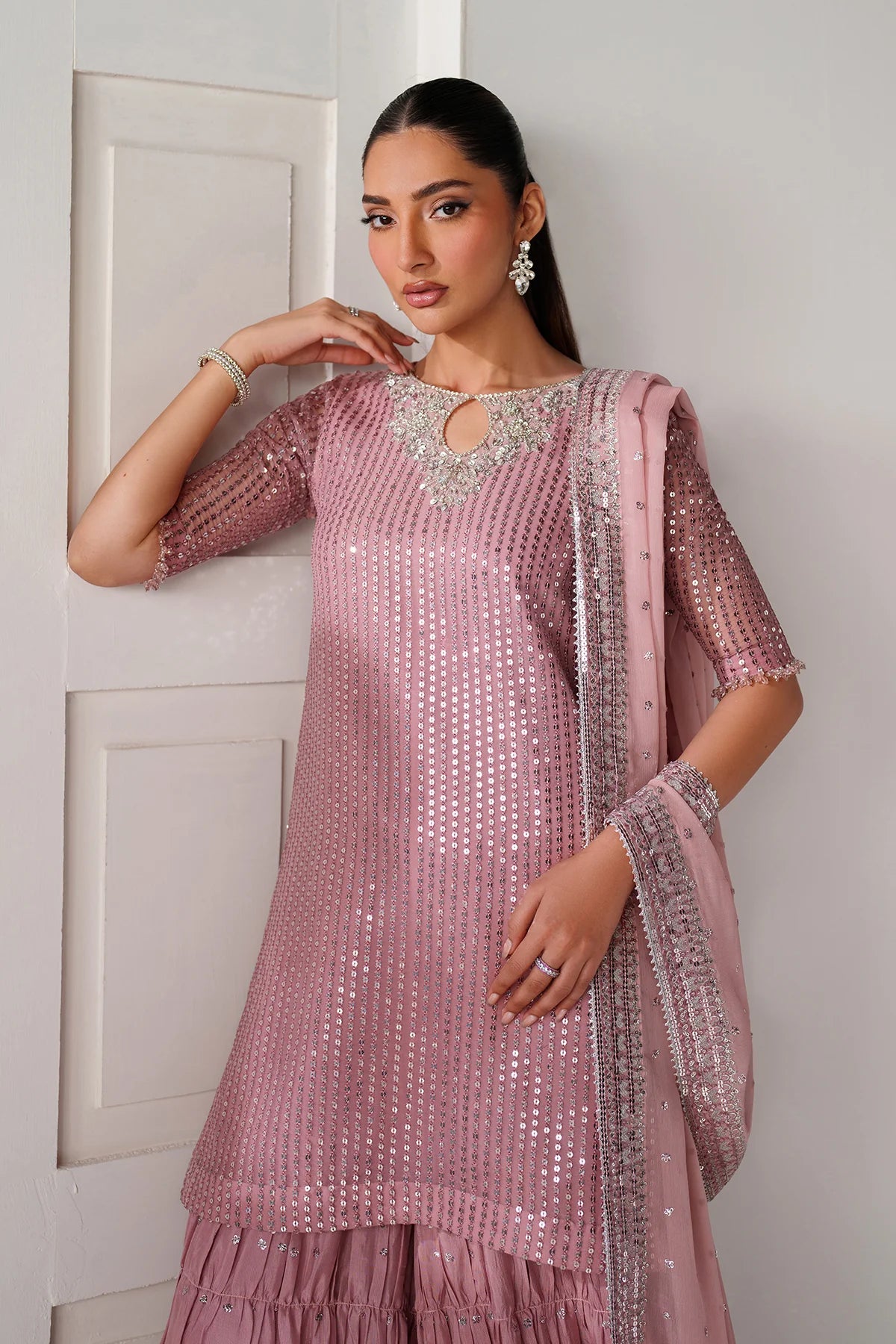 Baroque - EMBROIDERED CHIFFON UF-4388 - Mirha Collections
