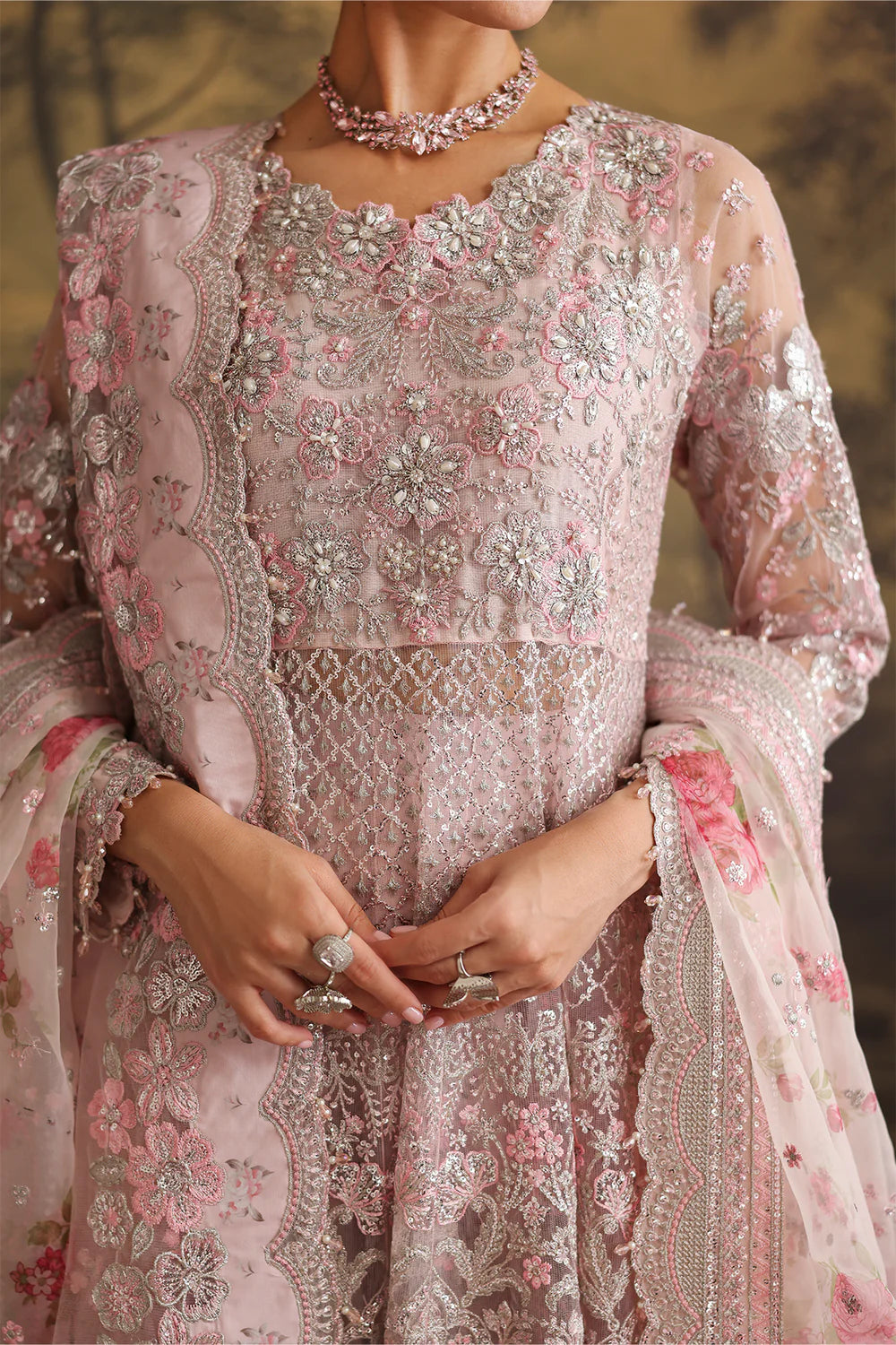 Baroque - EMBROIDERED NET UF-4380 - Mirha Collections