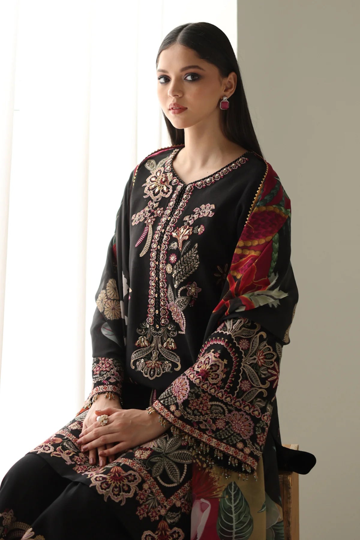 Baroque - EMBROIDERED SILK UF-4175 - Mirha Collections