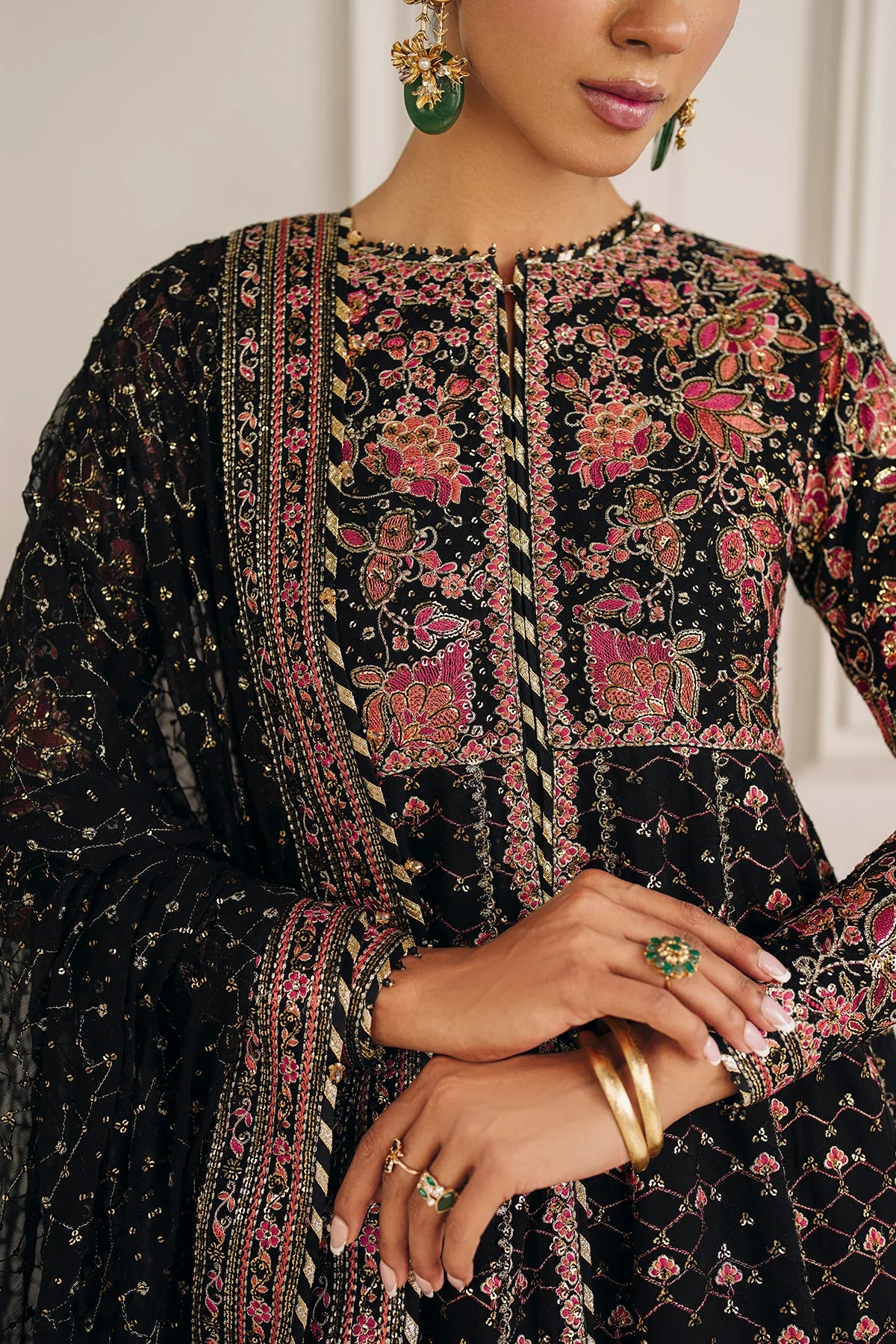 Baroque - EMBROIDERED CHIFFON UF-4156 - Mirha Collections