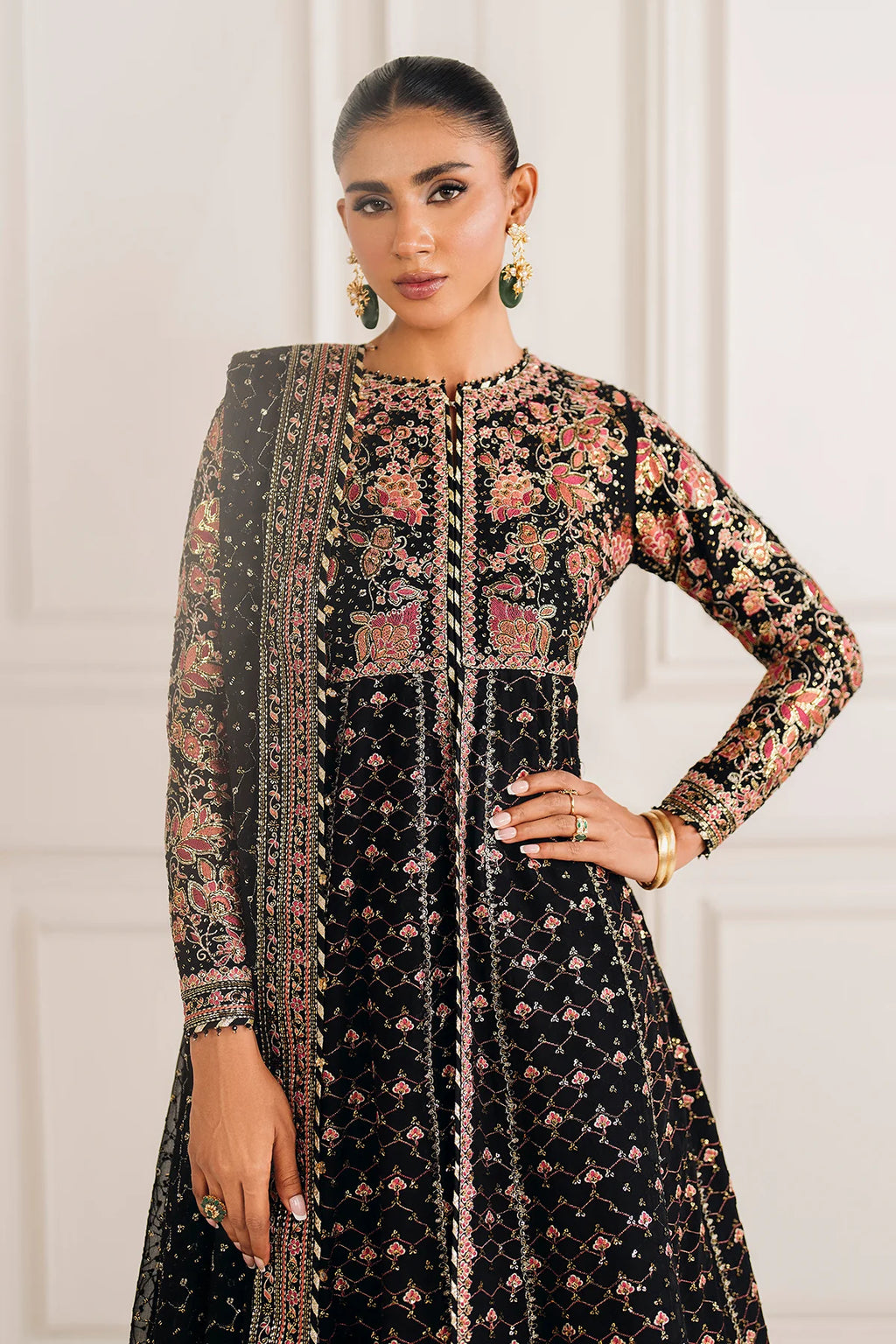 Baroque - EMBROIDERED CHIFFON UF-4156 - Mirha Collections