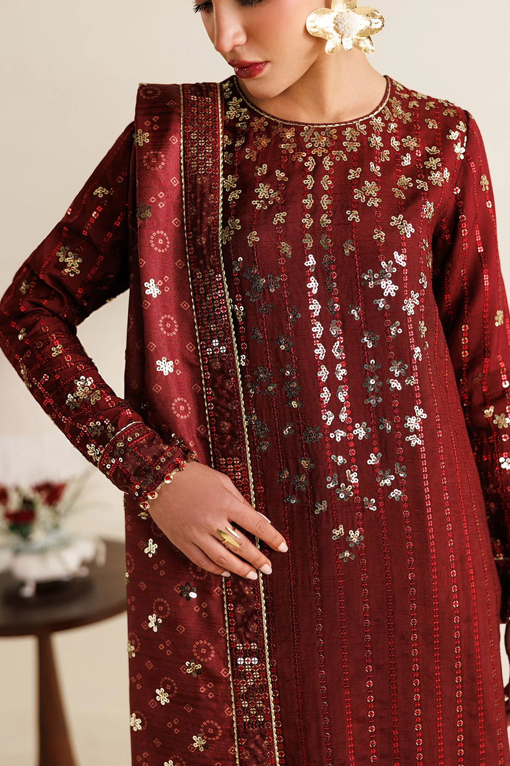 Jazmin - Embroidered Raw Silk UR-7070