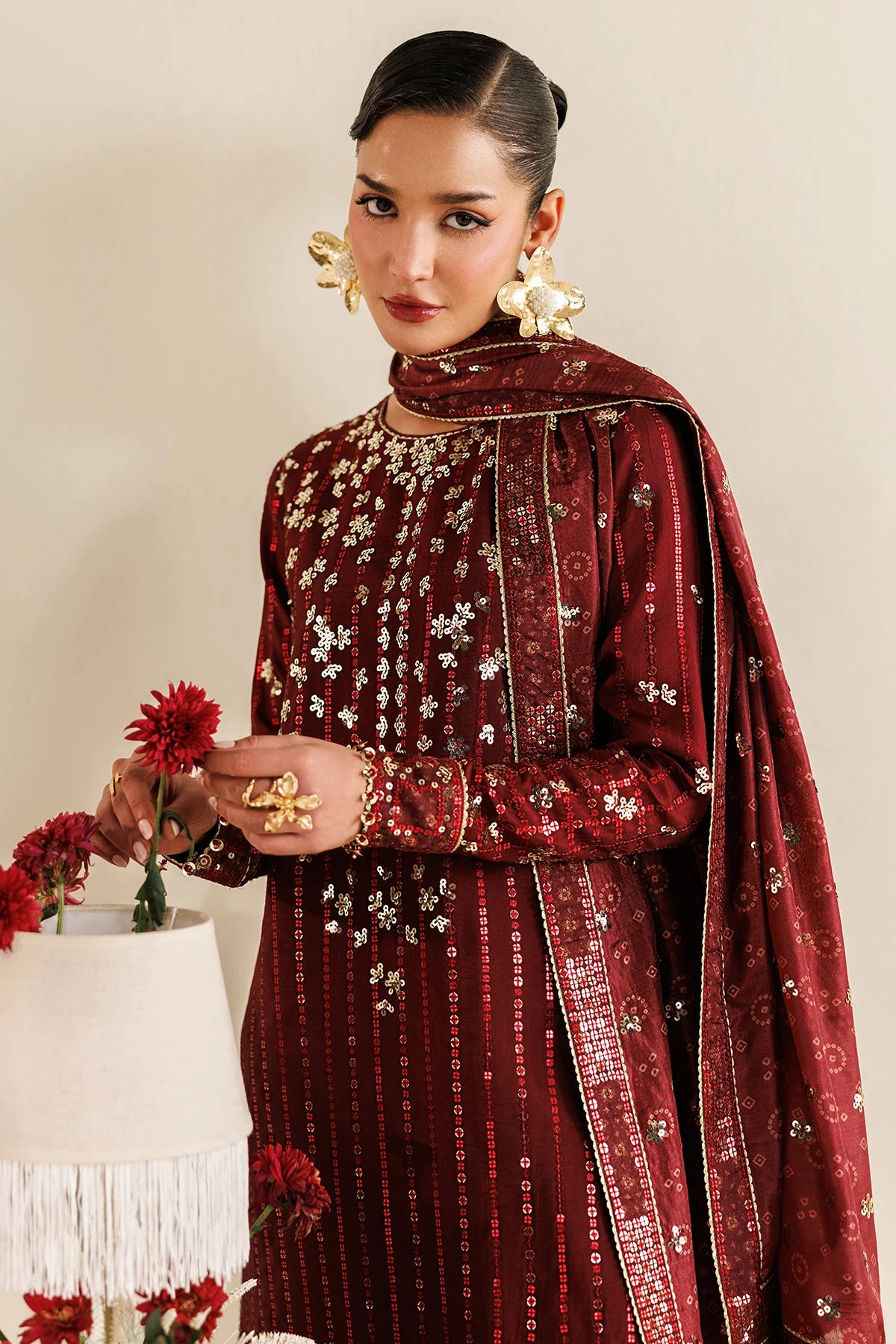 Jazmin - Embroidered Raw Silk UR-7070