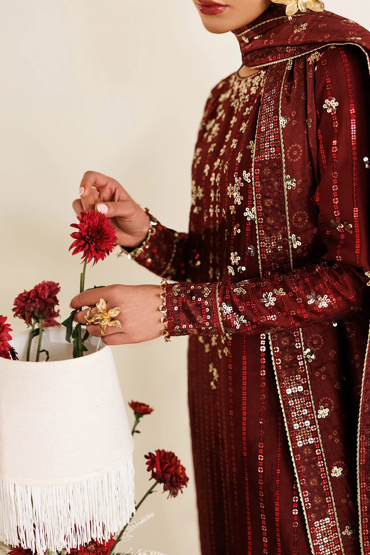 Jazmin - Embroidered Raw Silk UR-7070