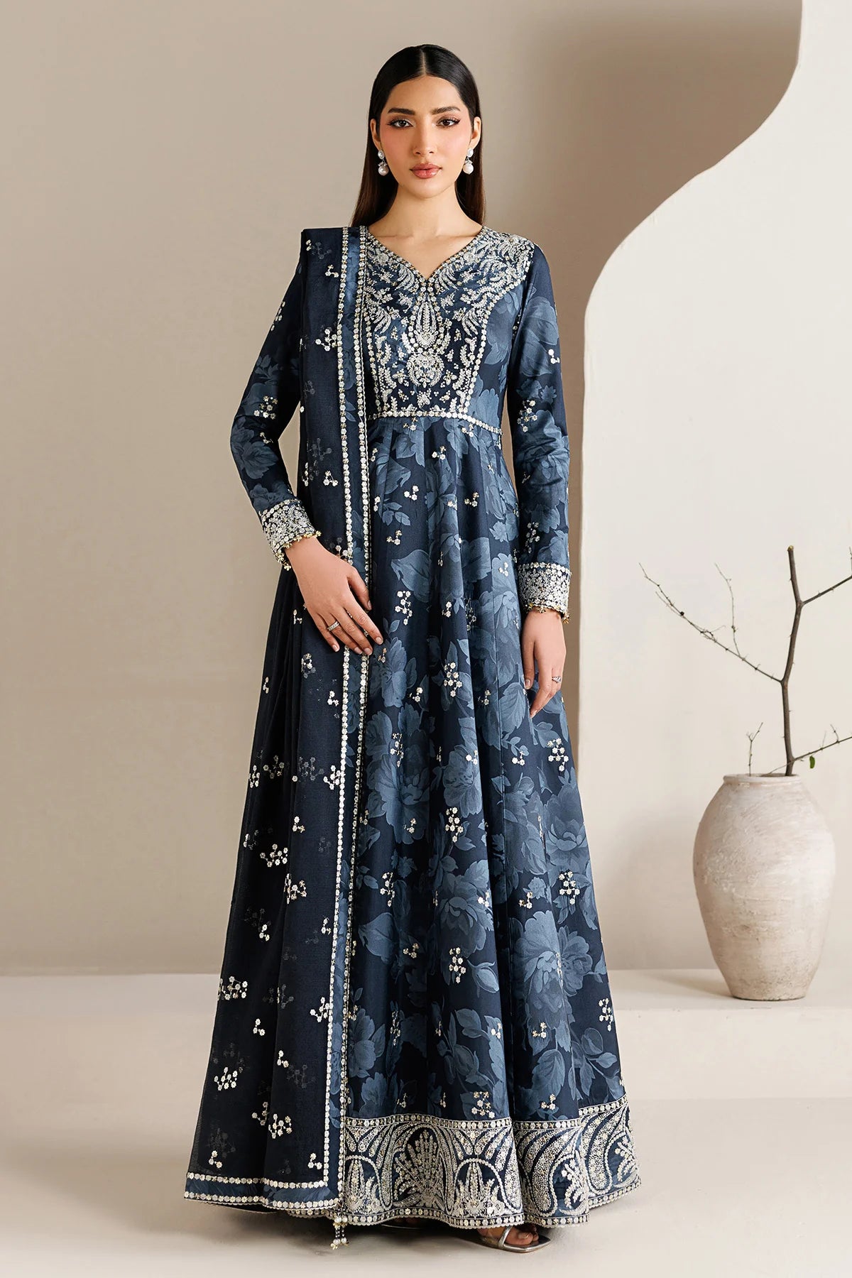 Jazmin - EMBROIDERED RAW SILK UR-7086