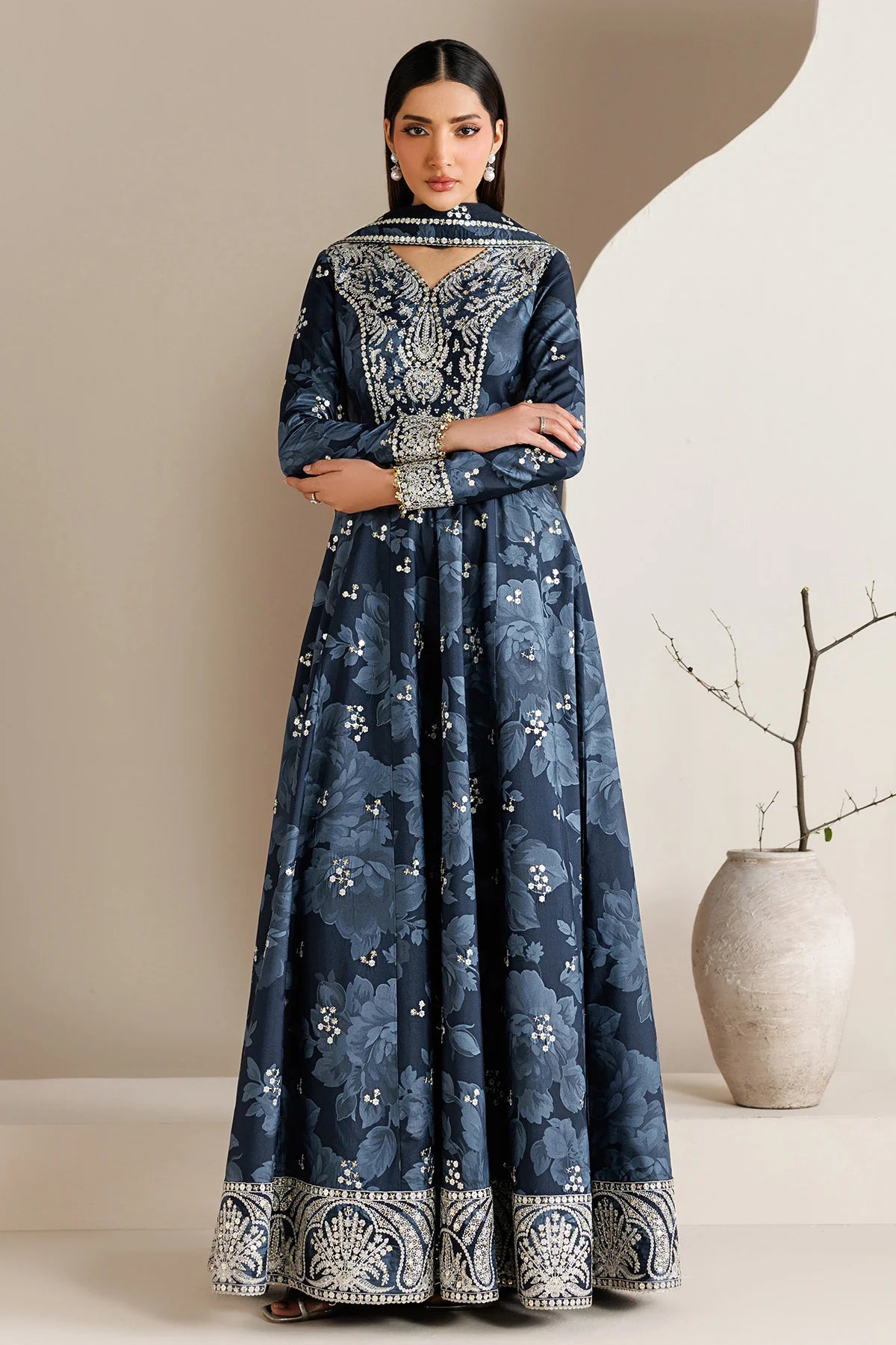 Jazmin - EMBROIDERED RAW SILK UR-7086