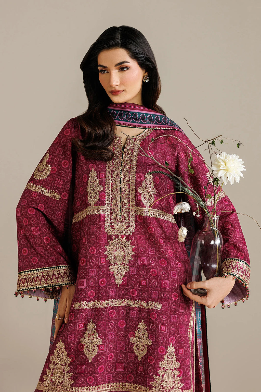 Jazmin - EMBROIDERED RAW SILK UR-7074