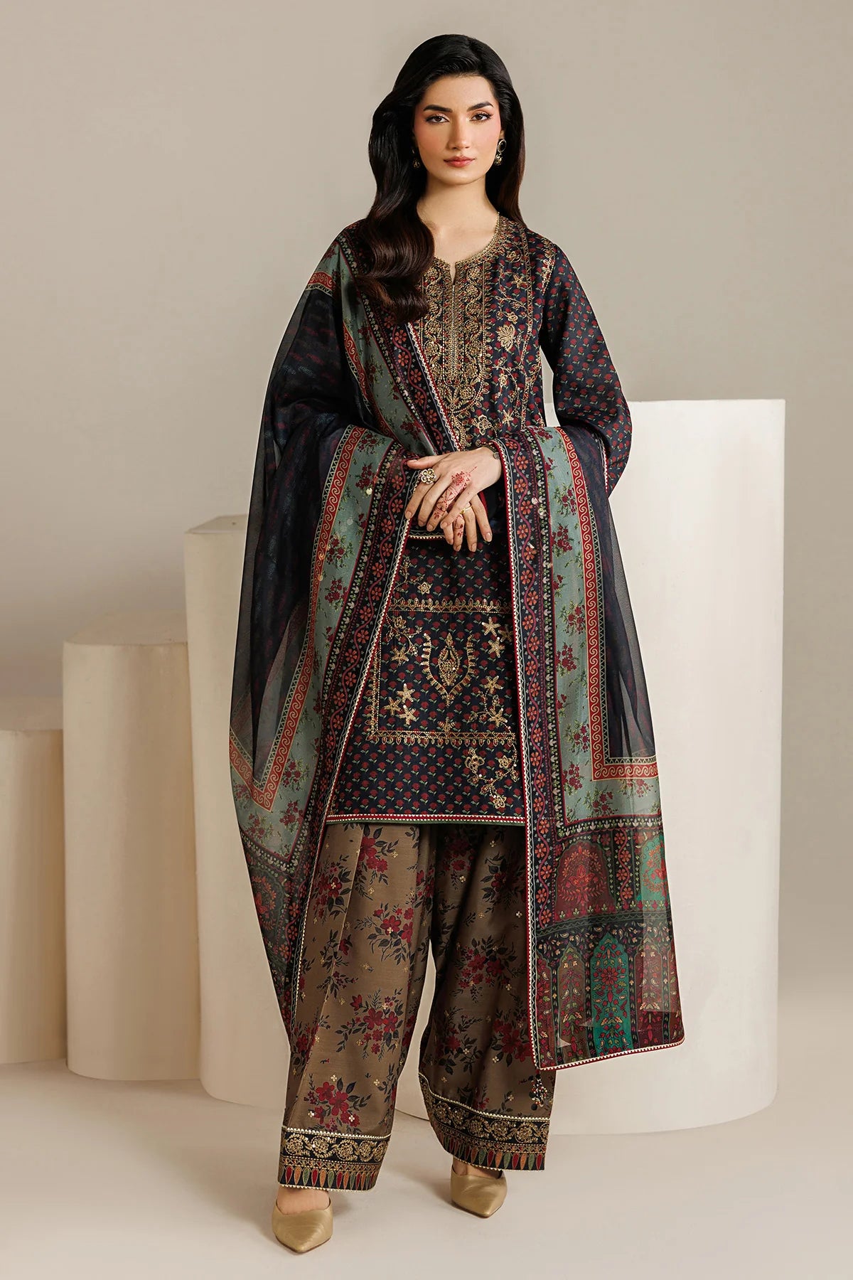 Jazmin - EMBROIDERED RAW SILK UR-7078