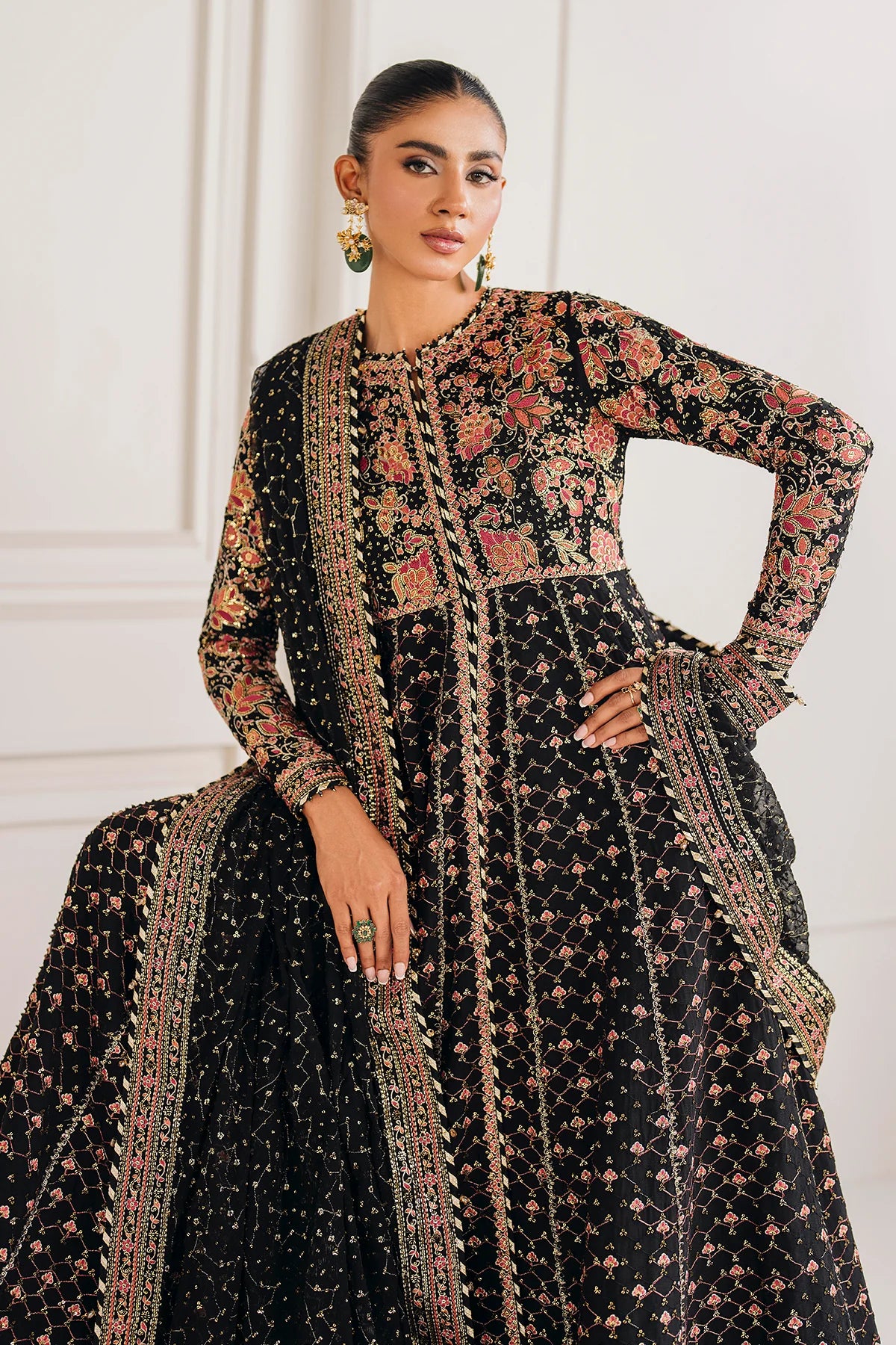 Baroque - EMBROIDERED CHIFFON UF-4156 - Mirha Collections