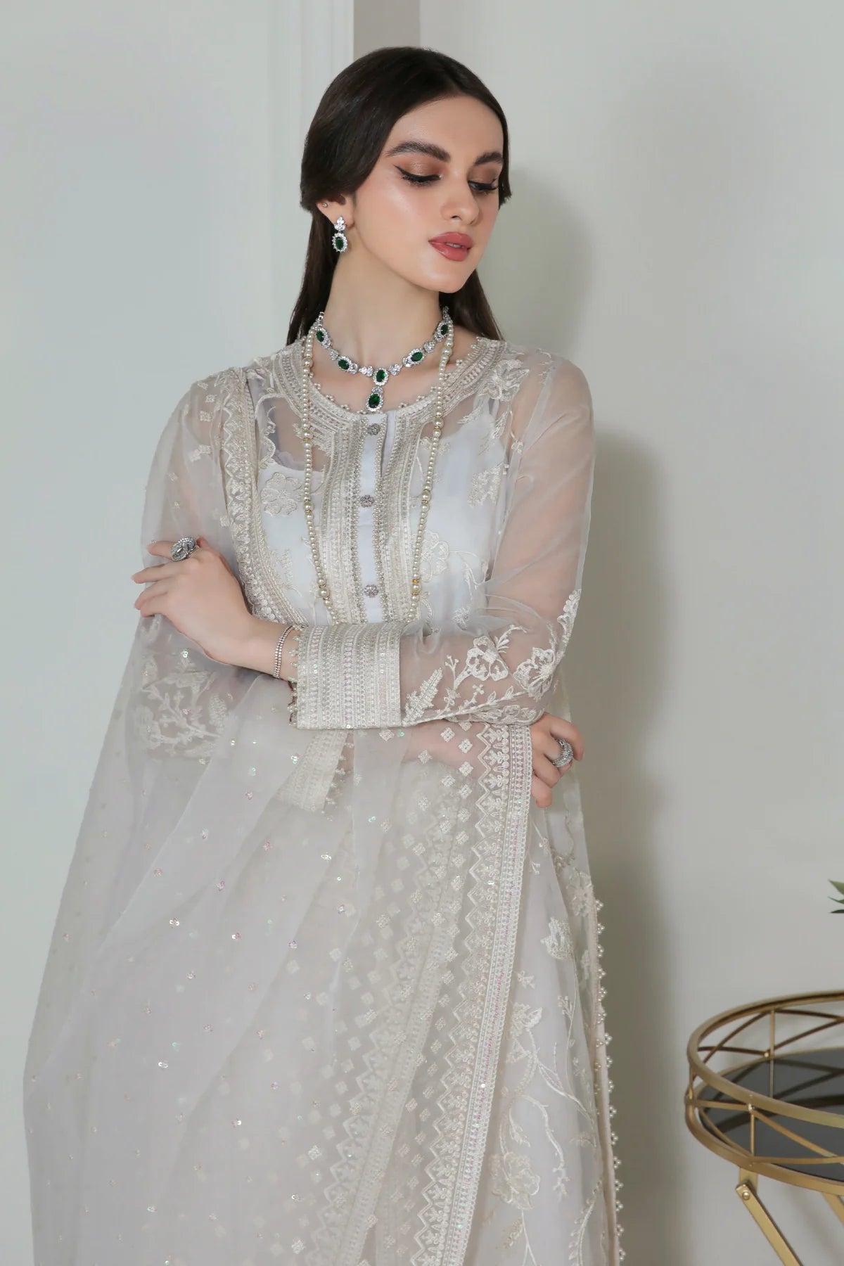 Baroque - EMBROIDERED ORGANZA UF-186 - Mirha Collections