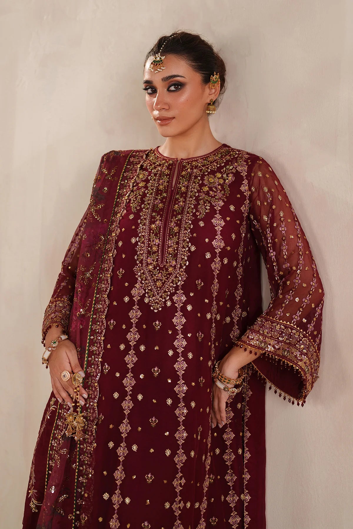 Baroque - EMBROIDERED CHIFFON UF-4367 - Mirha Collections