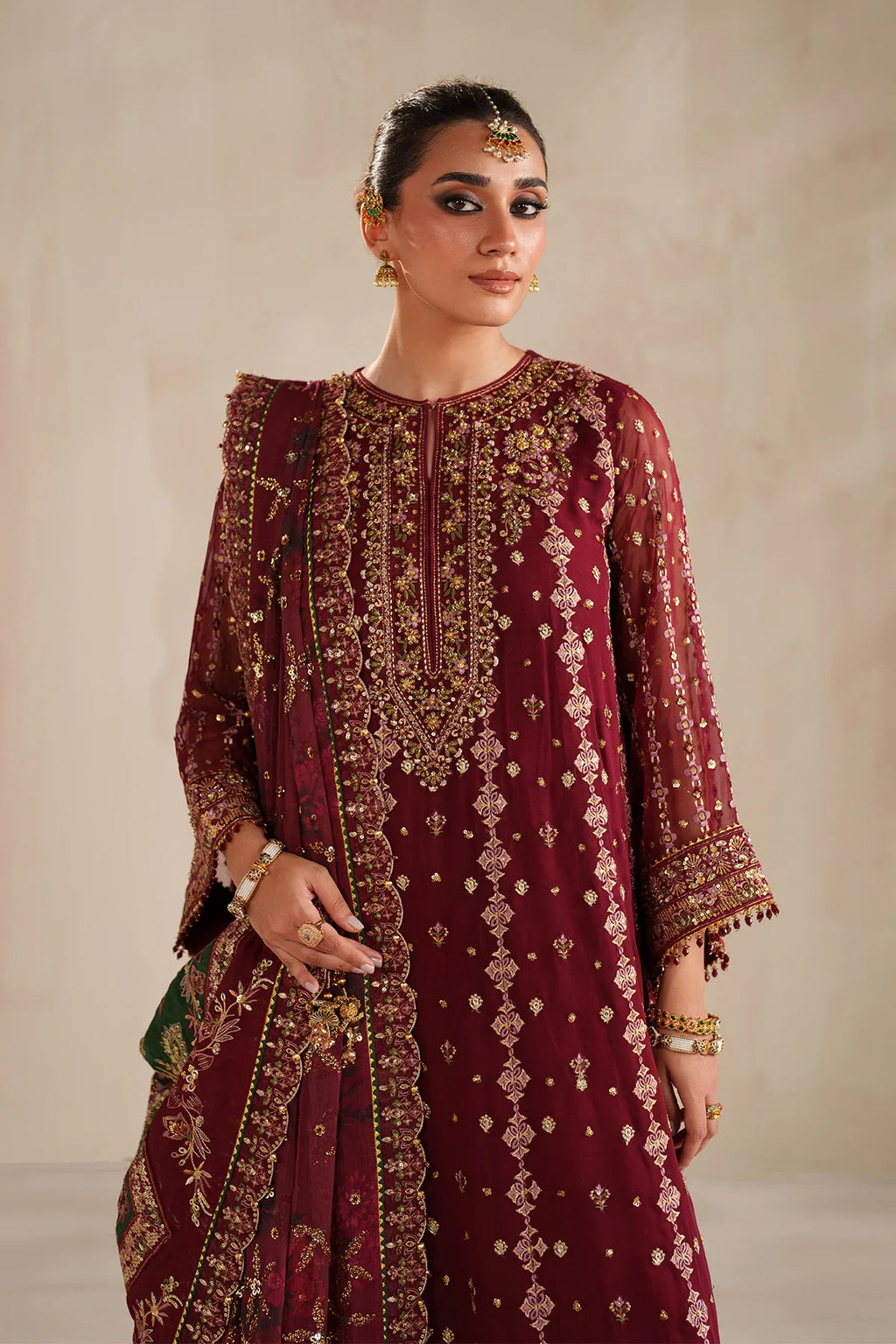 Baroque - EMBROIDERED CHIFFON UF-4367 - Mirha Collections