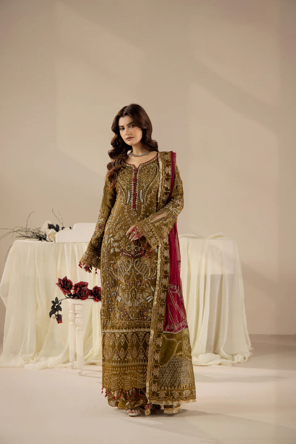 Areesha - Antique Olive Majesty - Mirha Collections