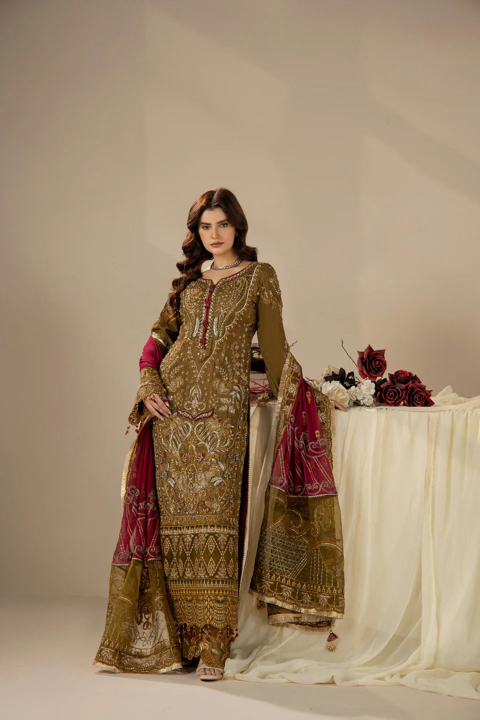 Areesha - Antique Olive Majesty - Mirha Collections