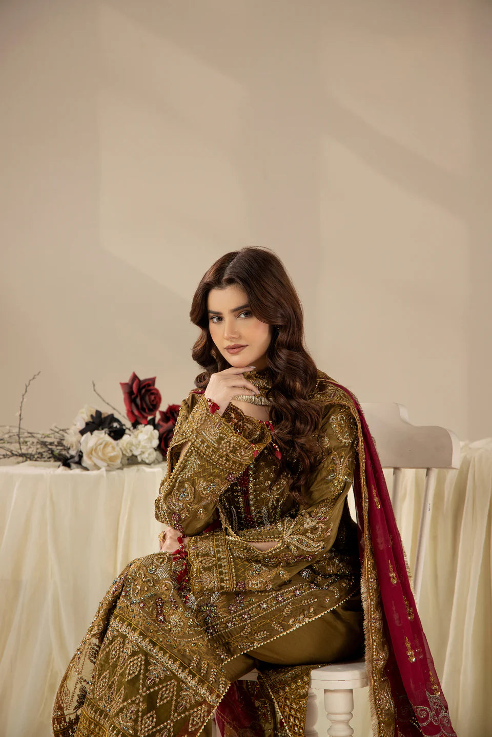 Areesha - Antique Olive Majesty - Mirha Collections