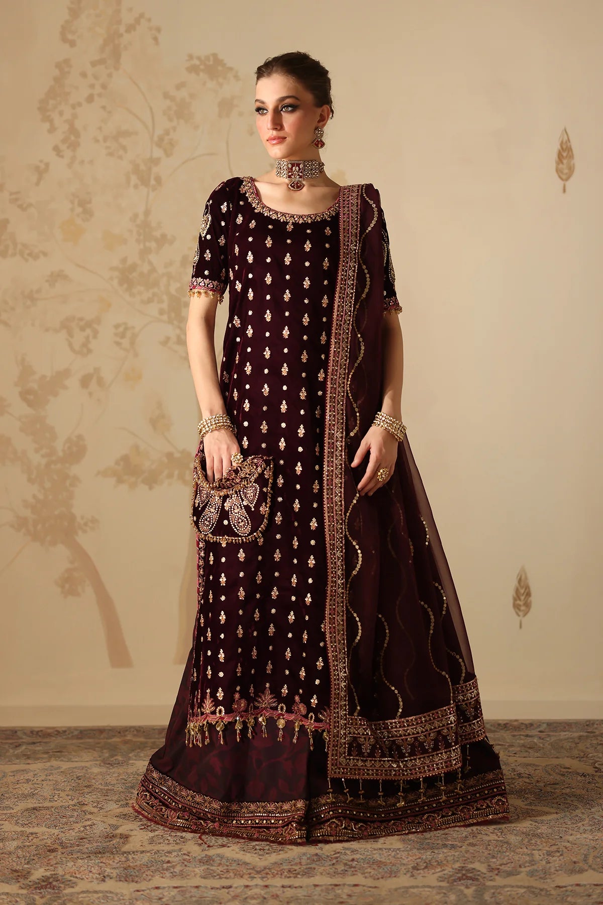 Baroque - EMBROIDERED VELVET UF-4313 - Mirha Collections