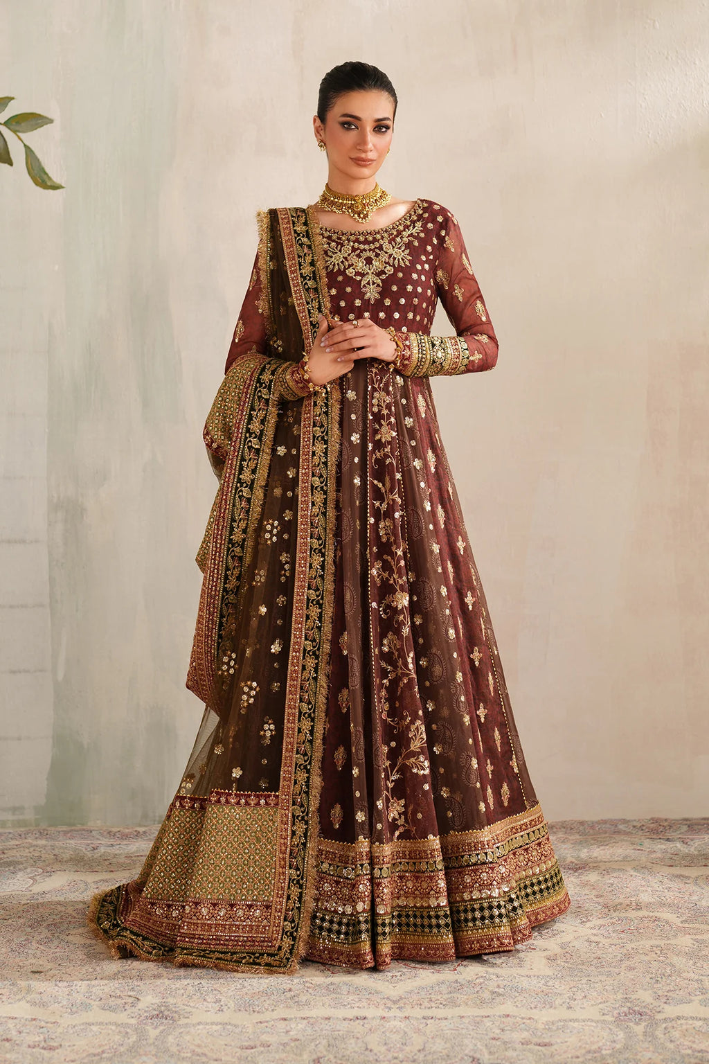 Baroque - EMBROIDERED CHIFFON UF-4376 - Mirha Collections
