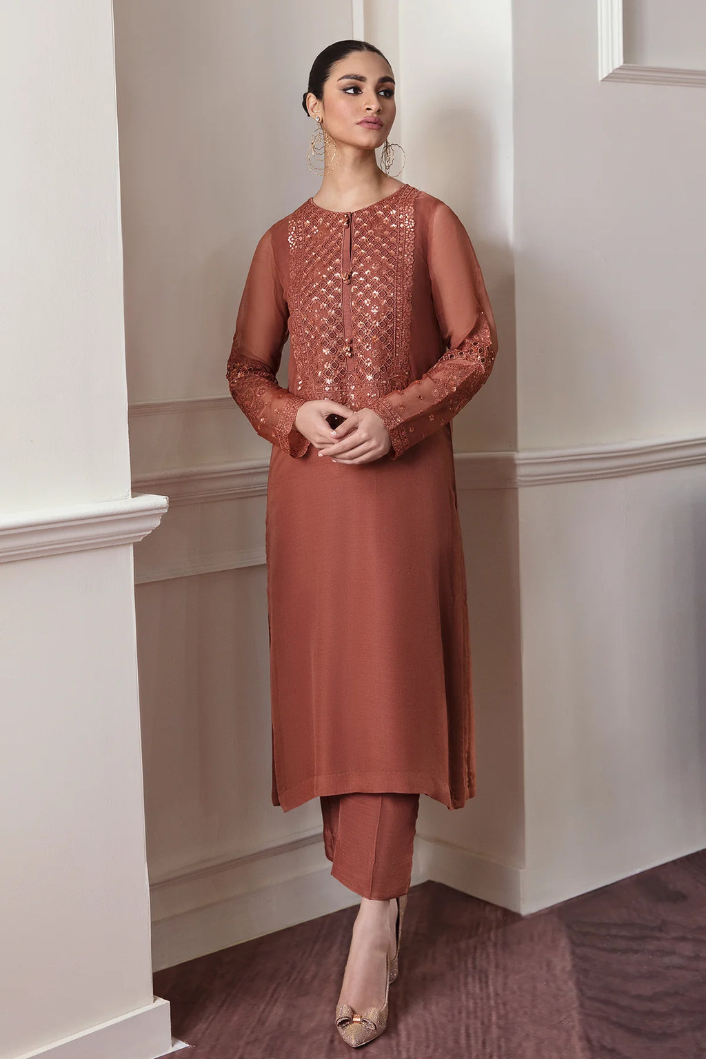Baroque - EMBROIDERED CHIFFON UF-296 - Mirha Collections