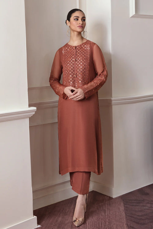 Baroque - EMBROIDERED CHIFFON UF-296 - Mirha Collections
