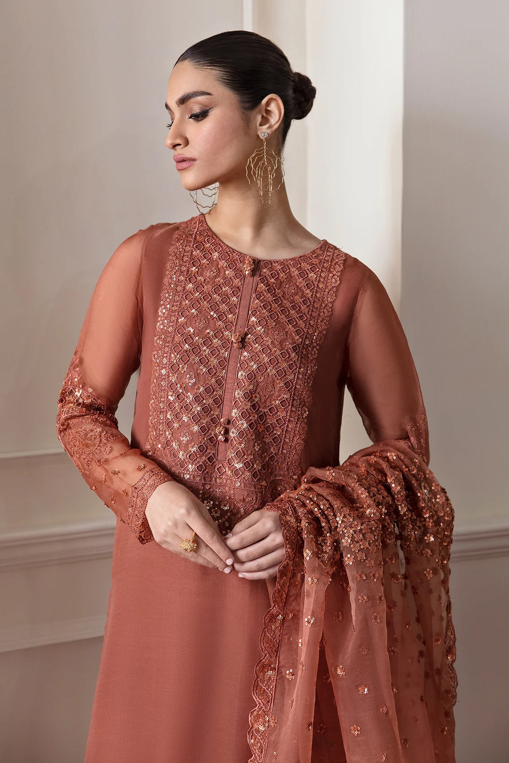 Baroque - EMBROIDERED CHIFFON UF-296 - Mirha Collections