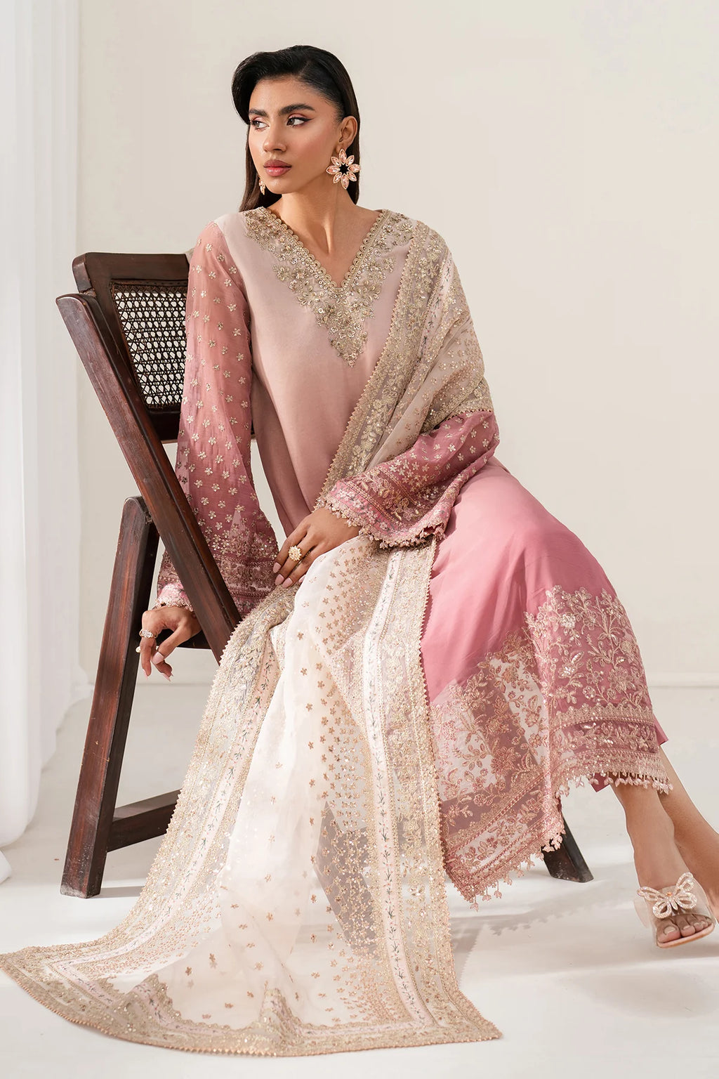 Baroque - EMBROIDERED CHIFFON UF-4135 - Mirha Collections